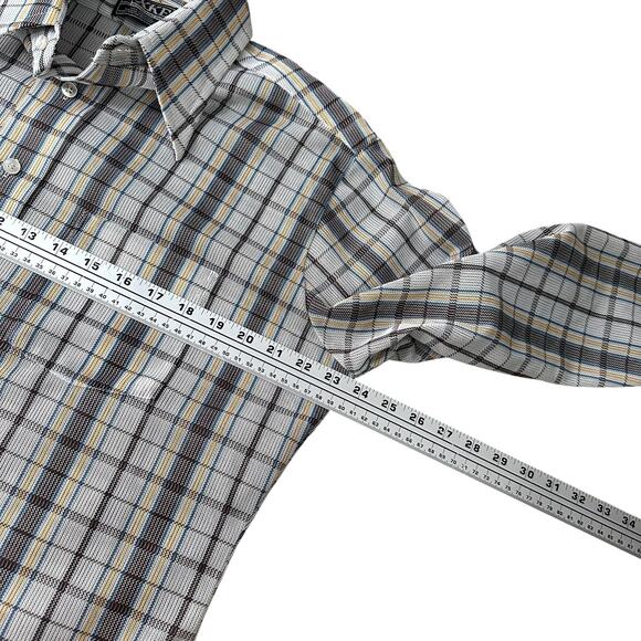 Vintage BVD XKE Disco Shirt Mens Large Multi Plaid Pointed Dagger Collar Button - Picture 7 of 10